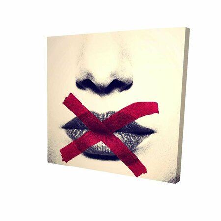 FONDO 16 x 16 in. Greyscale Lips with A Red X-Print on Canvas FO2790835